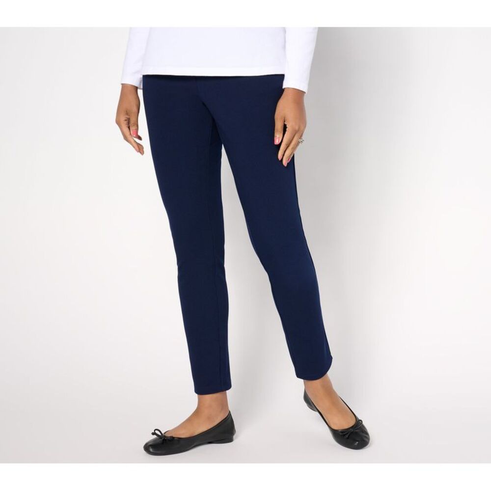 Susan Graver Women's Petite Pants PXL Weekend Cavalry Twill Knit Blue A701343